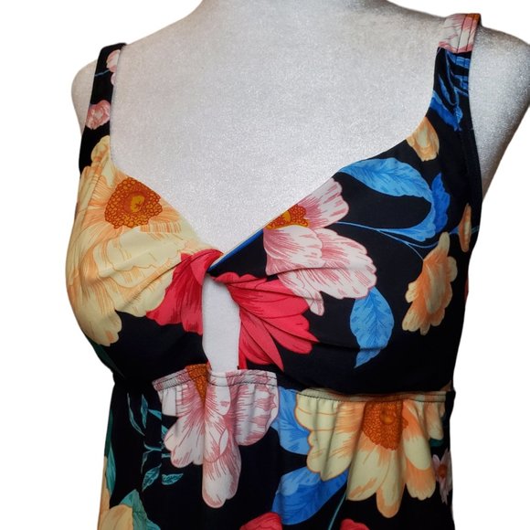NWT Tankini Swim Top Size 12 Dreamsuit by Miracle Brands Black Pink Blue Multi - Picture 2 of 10